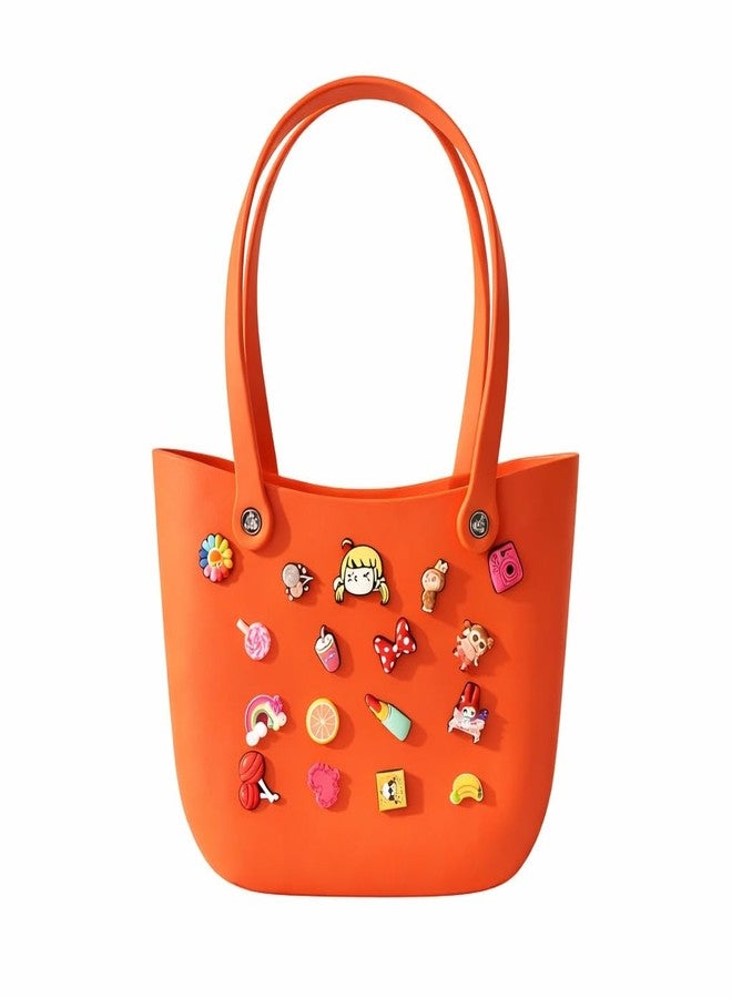 RAMNATH IMPEX Stylish EVA Tote Bag for Women & Girls | Soft Waterproof Lightweight Beach Handbag with Cute Charms | Reusable Sandproof Shoulder Bag, Lunch Bag Gift for Travel, Shopping, Pool, Picnic & Daily Use. - Image 1